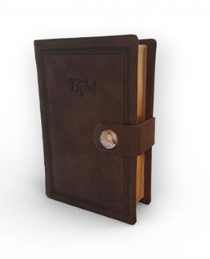 GBSD goudsnee, nubuck D bruin - zilveren drukknop gevouwen handen