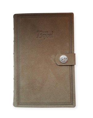 GBSH goudsnee, index, nubuck D bruin - zilveren drukknop handen