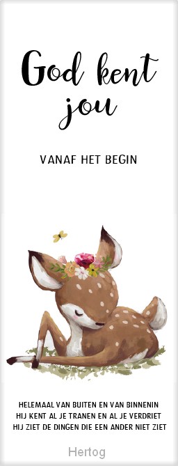 God kent jou vanaf het begin - boekenlegger hertje