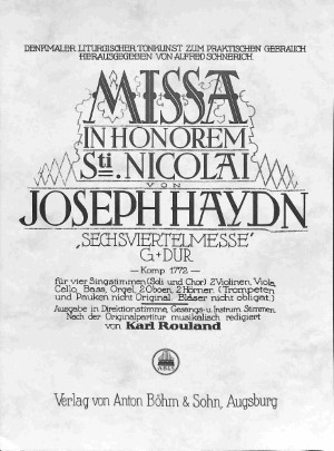 Missa in honore Sti. Nicolai - Tweedehands notenschrift