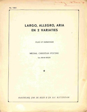 Largo, allegro, aria en 2 varaties - Tweedehands notenschrift