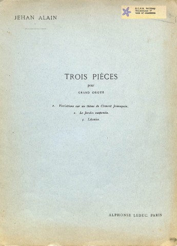 Trois pièces pour grand orgue - Tweedehands notenschrift