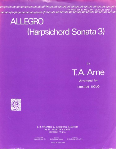 Allegro: harpsichord sonata 3 - Tweedehands notenschrift