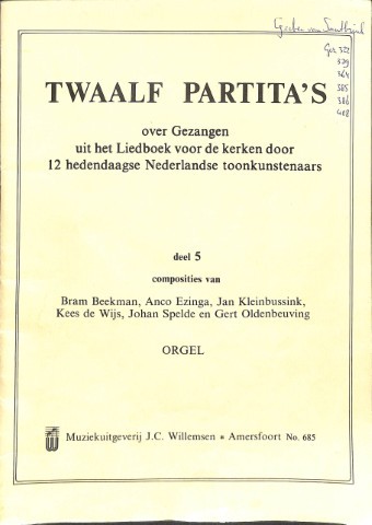 Twaalf partita's over gezangen uit het Liedboek voor de kerken - deel 5- Tweedehands notenschrif