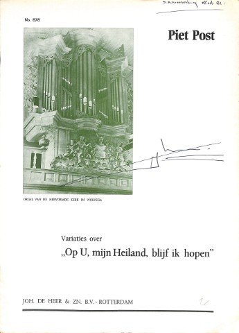 'Op U, mijn Heiland, blijf ik hopen' - Tweedehands notenschrift