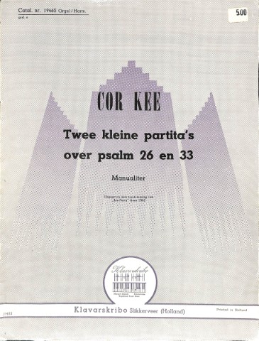 Twee kleine partita's over psalm 26 en 33 - Tweedehands Klavar