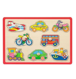 Houten puzzel - 8 stukken met knopjes