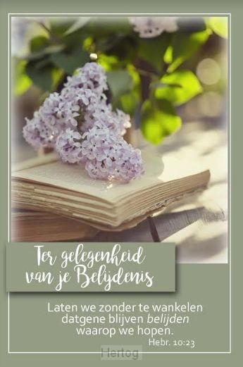 Ter gelegenheid van je Belijdenis - Laten we zonder te wankelen datgene blijven belijden - wenskaart